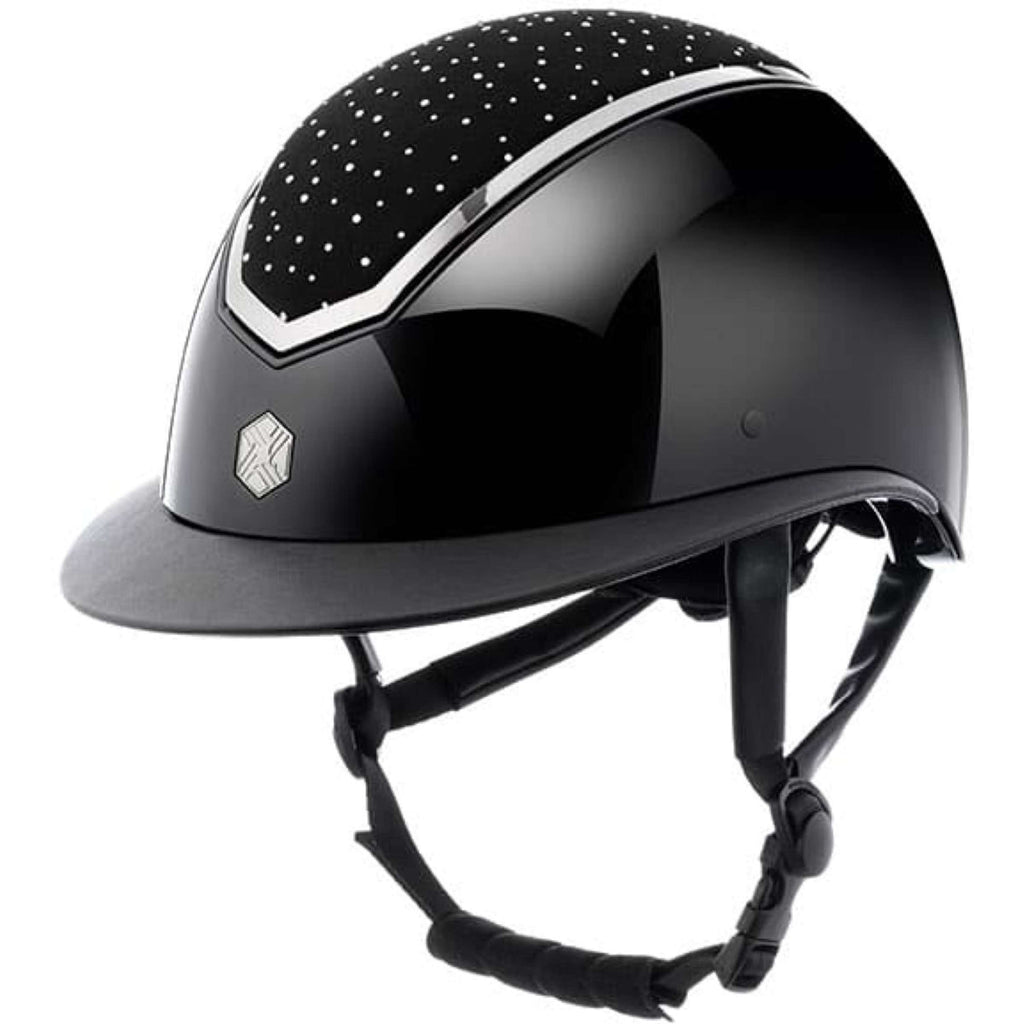 Charles Owen Casco da equitazione Kylo Crystal Wide Peak Black Gloss/Chrome