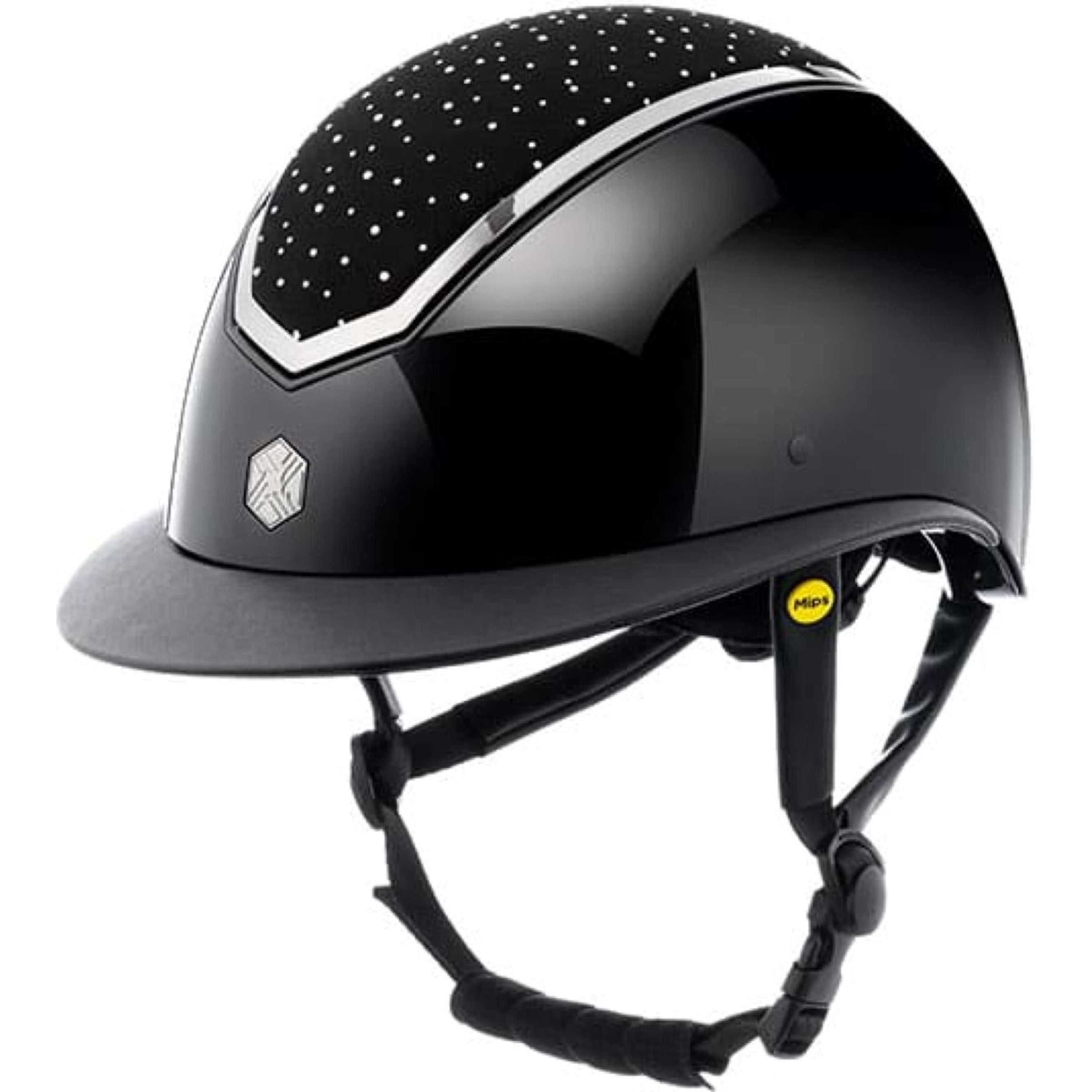 Charles Owen Casco da equitazione Kylo Crystal Wide Peak MIPS Black Gloss/Chrome