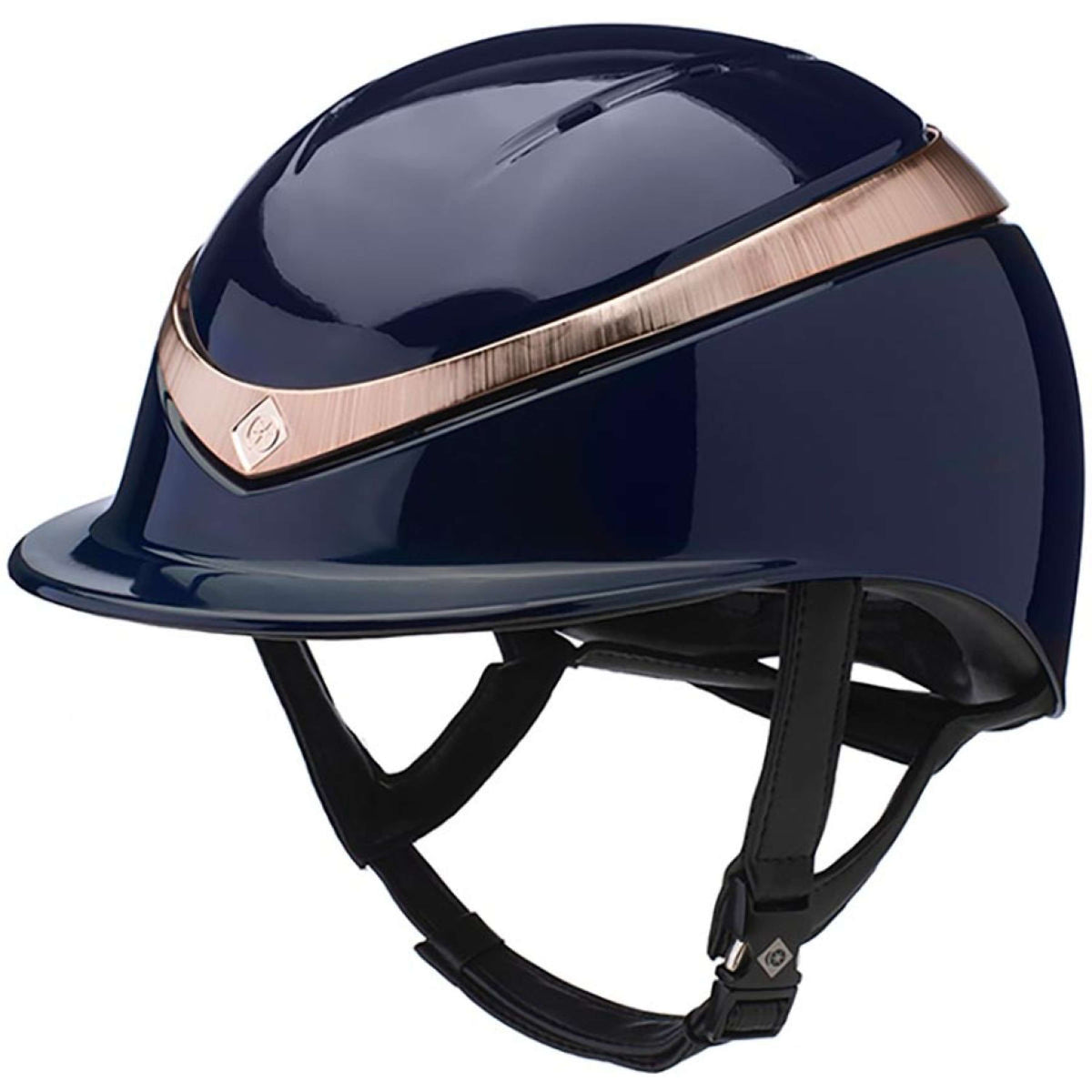 Charles Owen Casco da equitazione Halo Blu scuro/oro rosa lucido