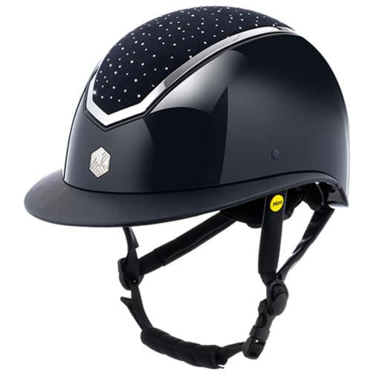 Charles Owen Casco da equitazione Kylo Crystal Wide Peak MIPS Navy Gloss/Silver