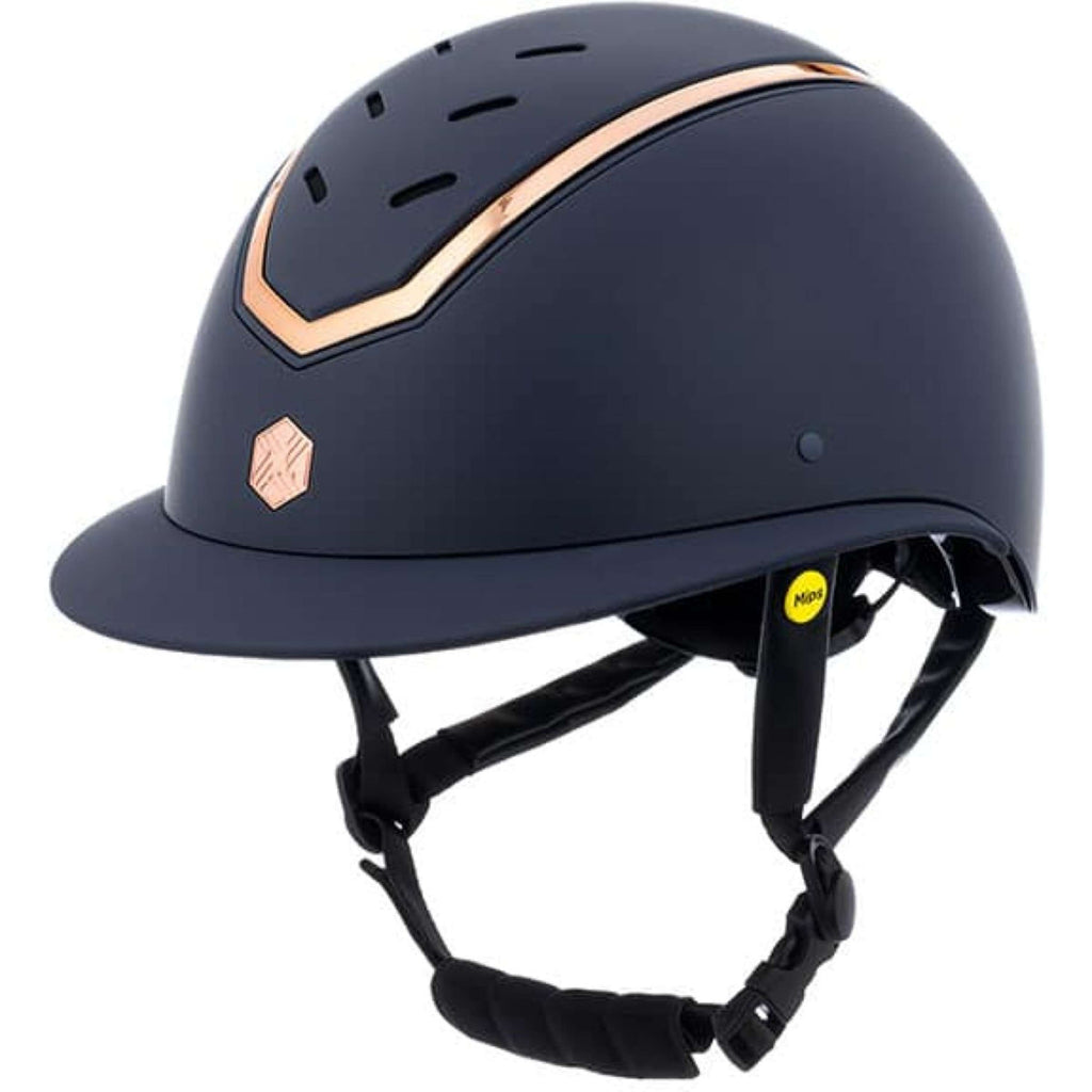 Charles Owen Casco da equitazione Kylo Wide Peak MIPS Navy Matte/Rose Gold