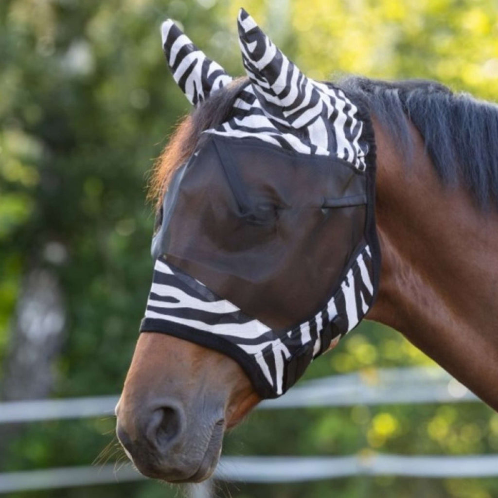 RugBe by Covalliero Maschera antimosche con copriorecchie Zebra Nera