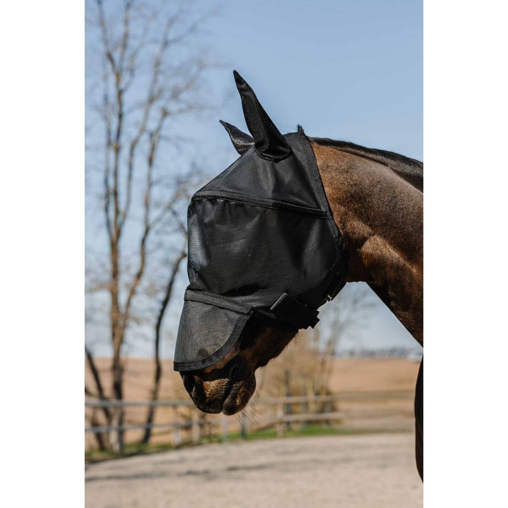 EQUITHÈME Maschera per Mosche Protec con Protezione UV Nero