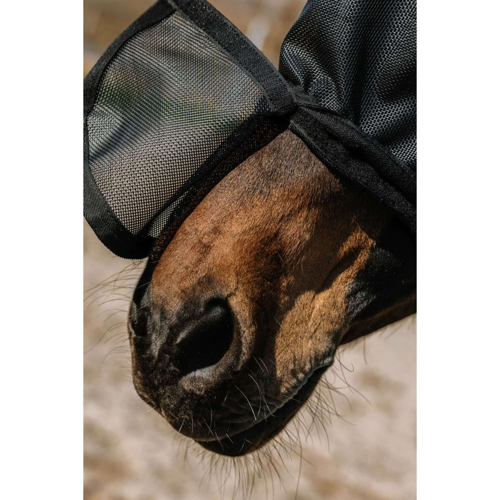 EQUITHÈME Maschera per Mosche Protec con Protezione UV Nero