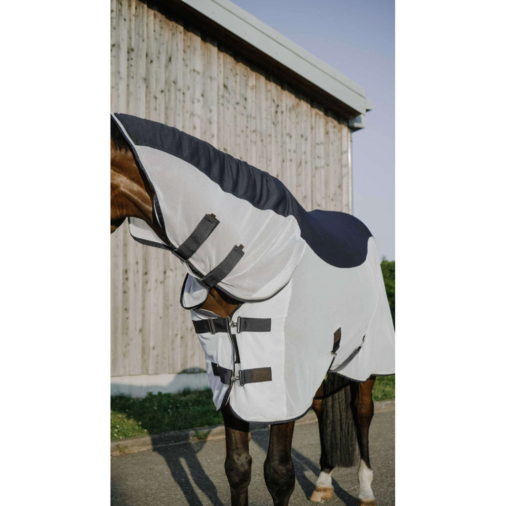 EQUITHÈME Coperta Antimosche Flycool Combo con collo Blu marino/bianco