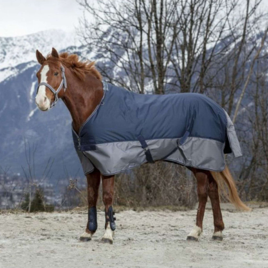 EQUITHÈME Coperta Impermeabile Tyrex 600D Punti blu scuro/grigi