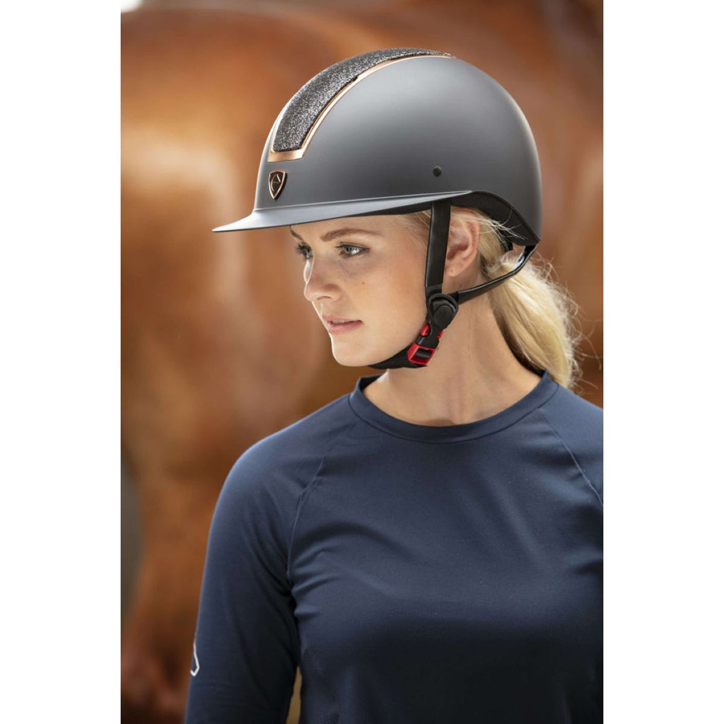 EQUITHÈME Casco da equitazione Glint Mat Nero/Oro rosa