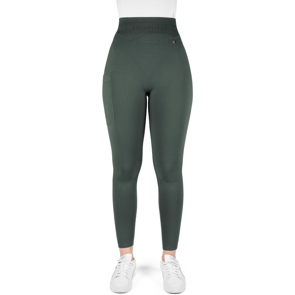 EQUITHÈME Leggings da Equitazione Acacia Full Grip Khaki