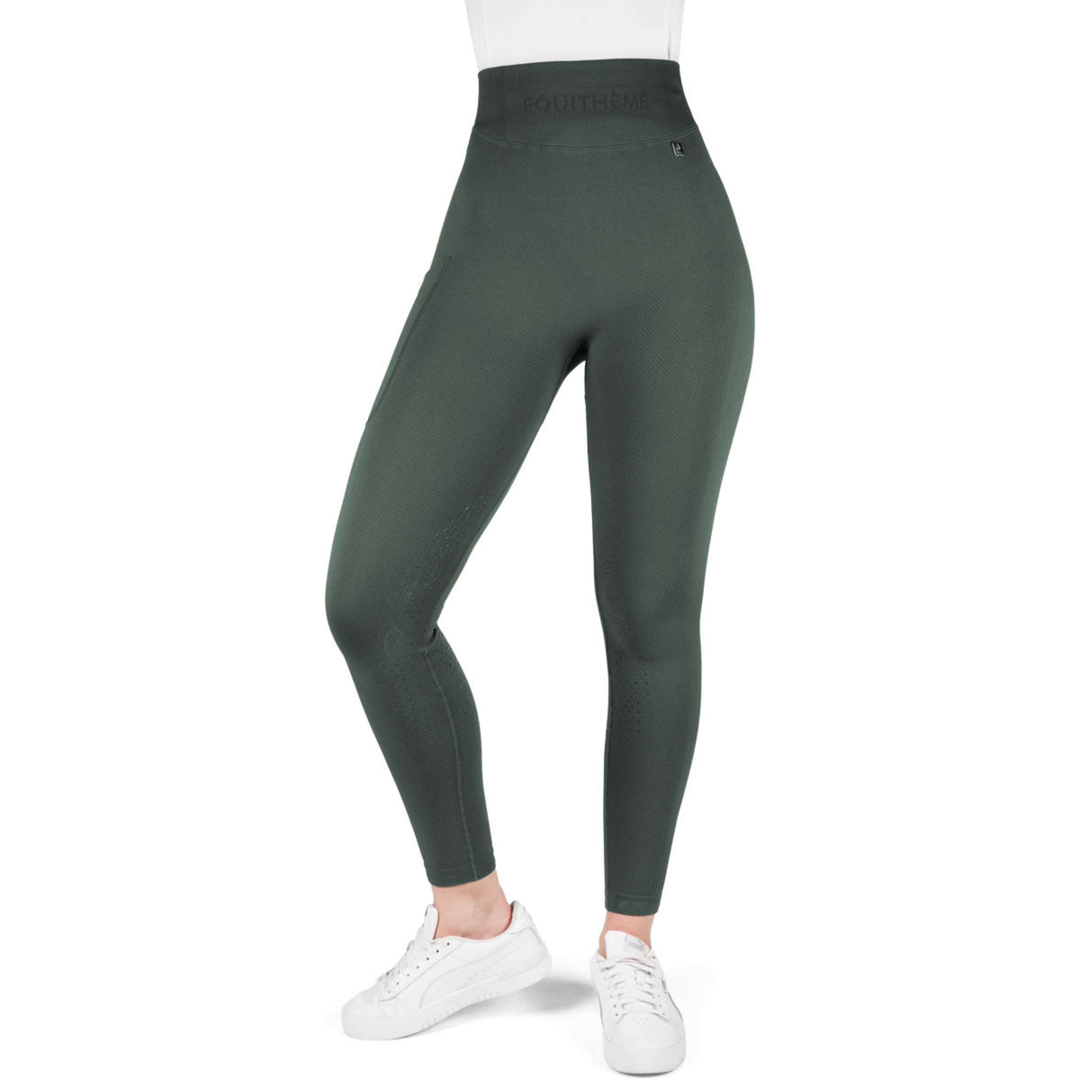 EQUITHÈME Leggings da Equitazione Acacia Full Grip Khaki