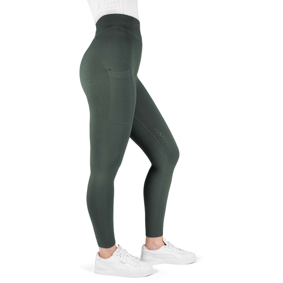 EQUITHÈME Leggings da Equitazione Acacia Full Grip Khaki