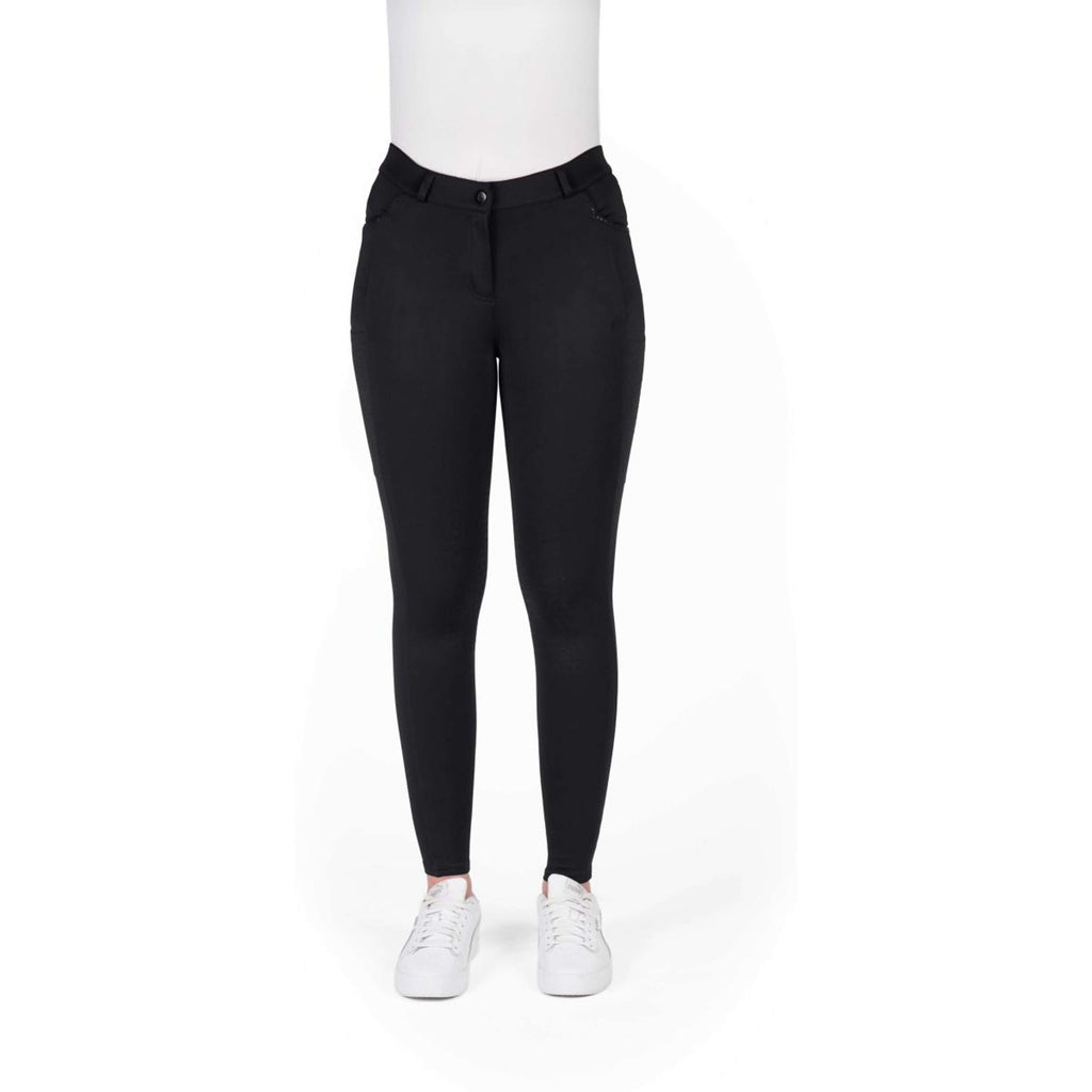 EQUITHÈME Pantaloni da Equitazione Capucine Knee Grip Nero