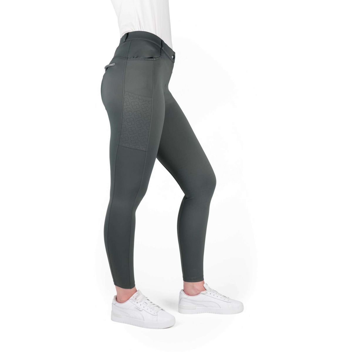 EQUITHÈME Pantaloni da Equitazione Capucine Full Grip Verde