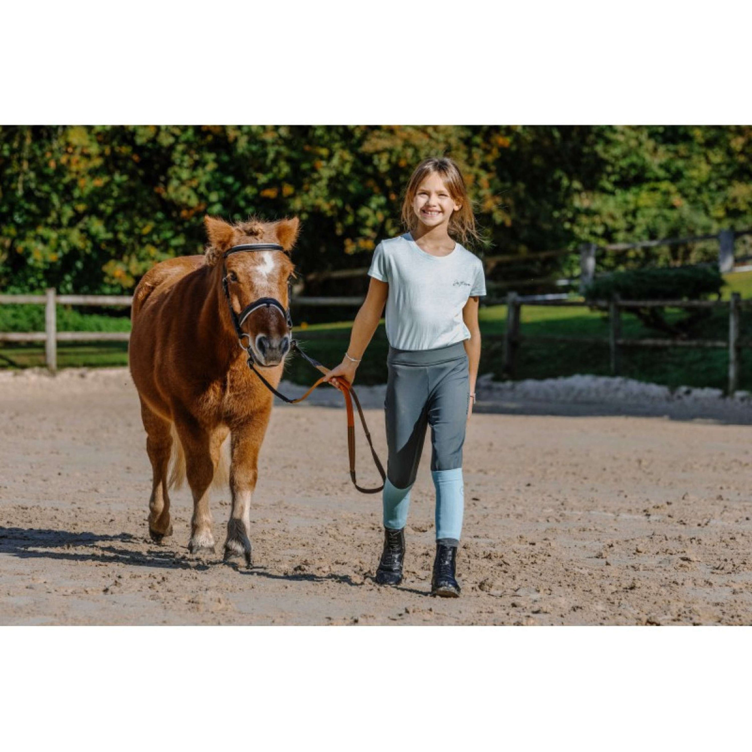 EQUITHÈME Leggings da Equitazione Birdy Kids Full Grip Khaki