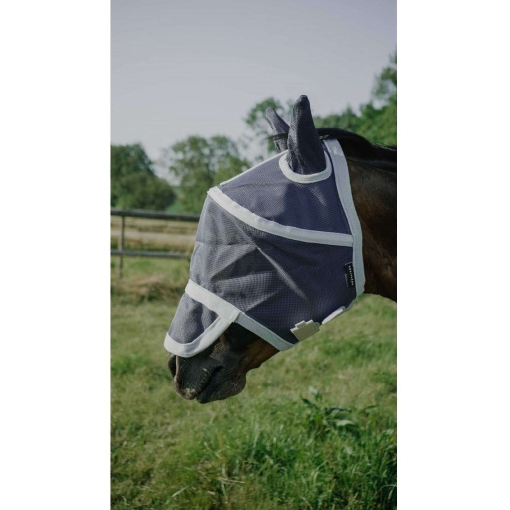 EQUITHÈME Maschera Antimosche Hoop con Protezione UV Navy