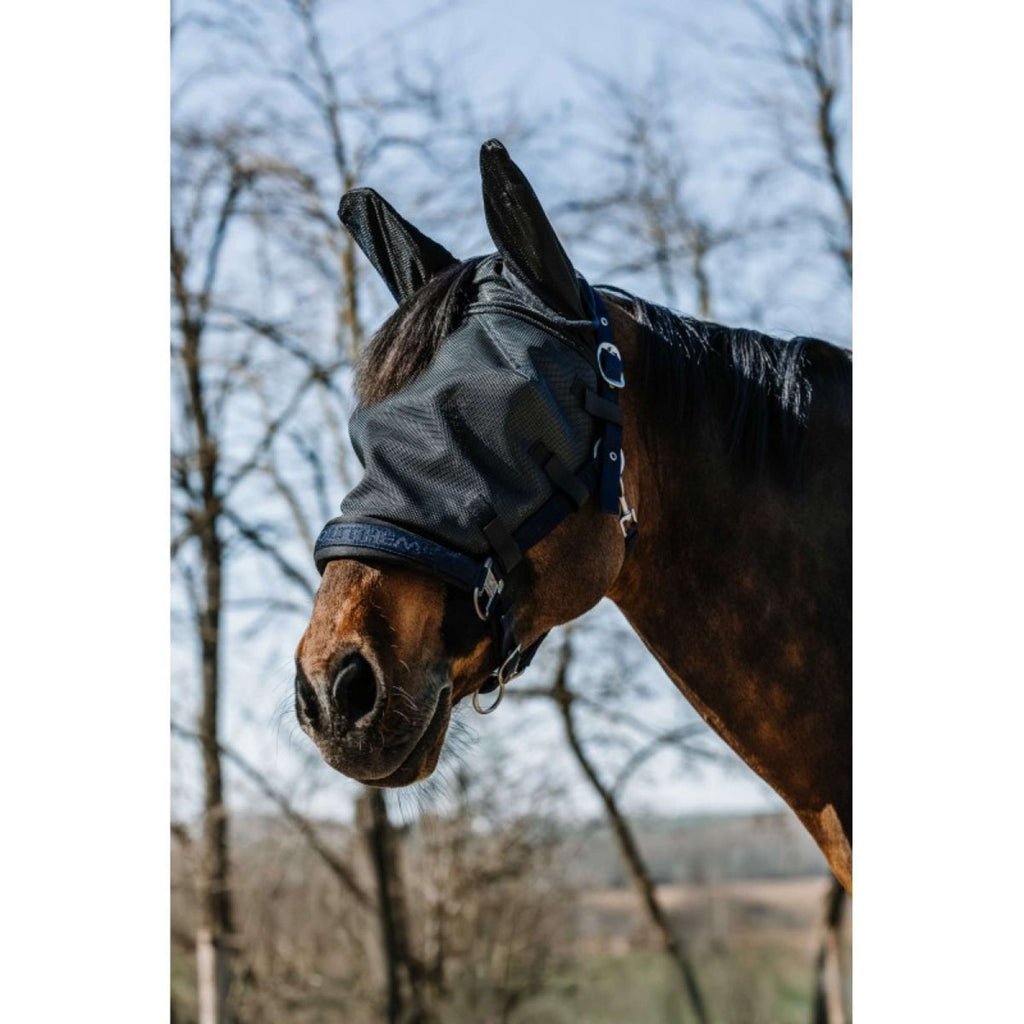 EQUITHÈME Capezza con Maschera Antimosche con Protezione UV Nero