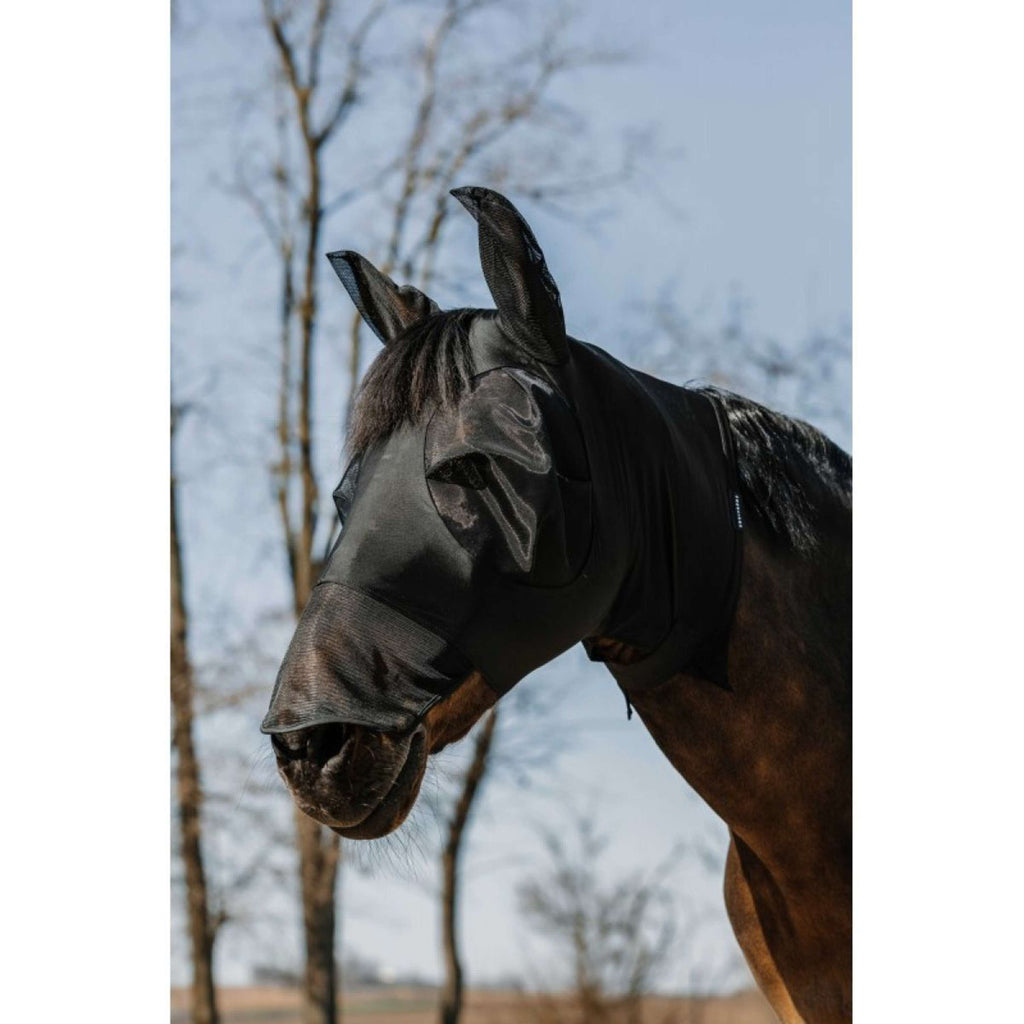 EQUITHÈME Maschera per Mosche Hood con Protezione UV Nero