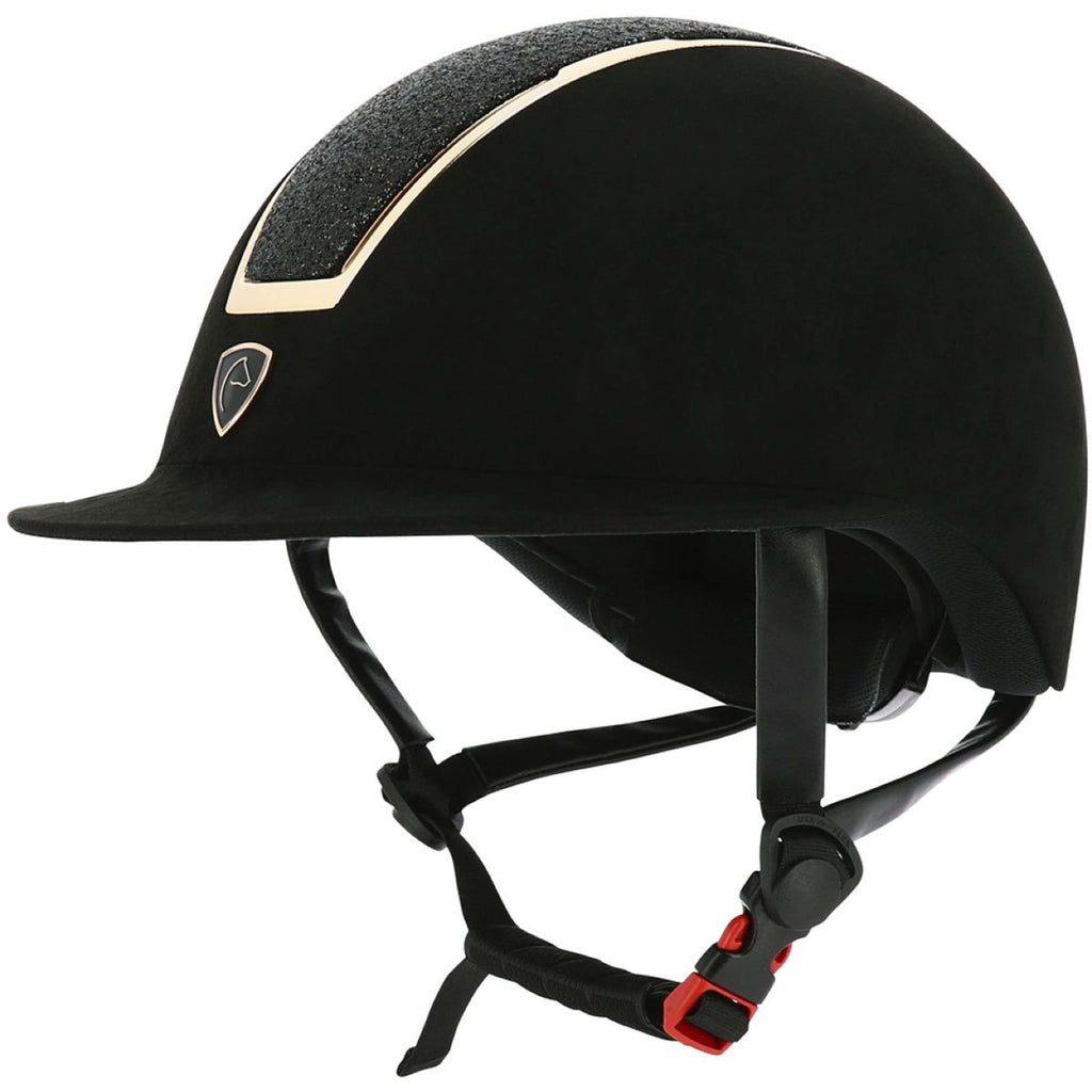 EQUITHÈME Casco da equitazione Glint Lamé Nero/Oro rosa