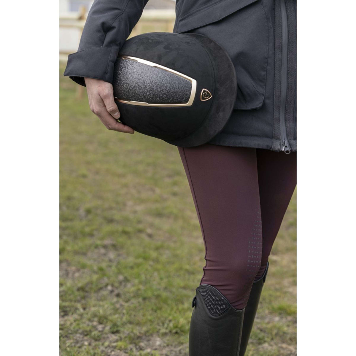 EQUITHÈME Casco da equitazione Glint Lamé Nero/Oro rosa