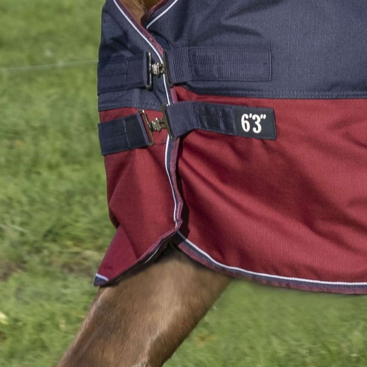 EQUITHÈME Tappeto da Esterno Tyrex 1200D 0g con Mezza Collo Navy/Bordeaux