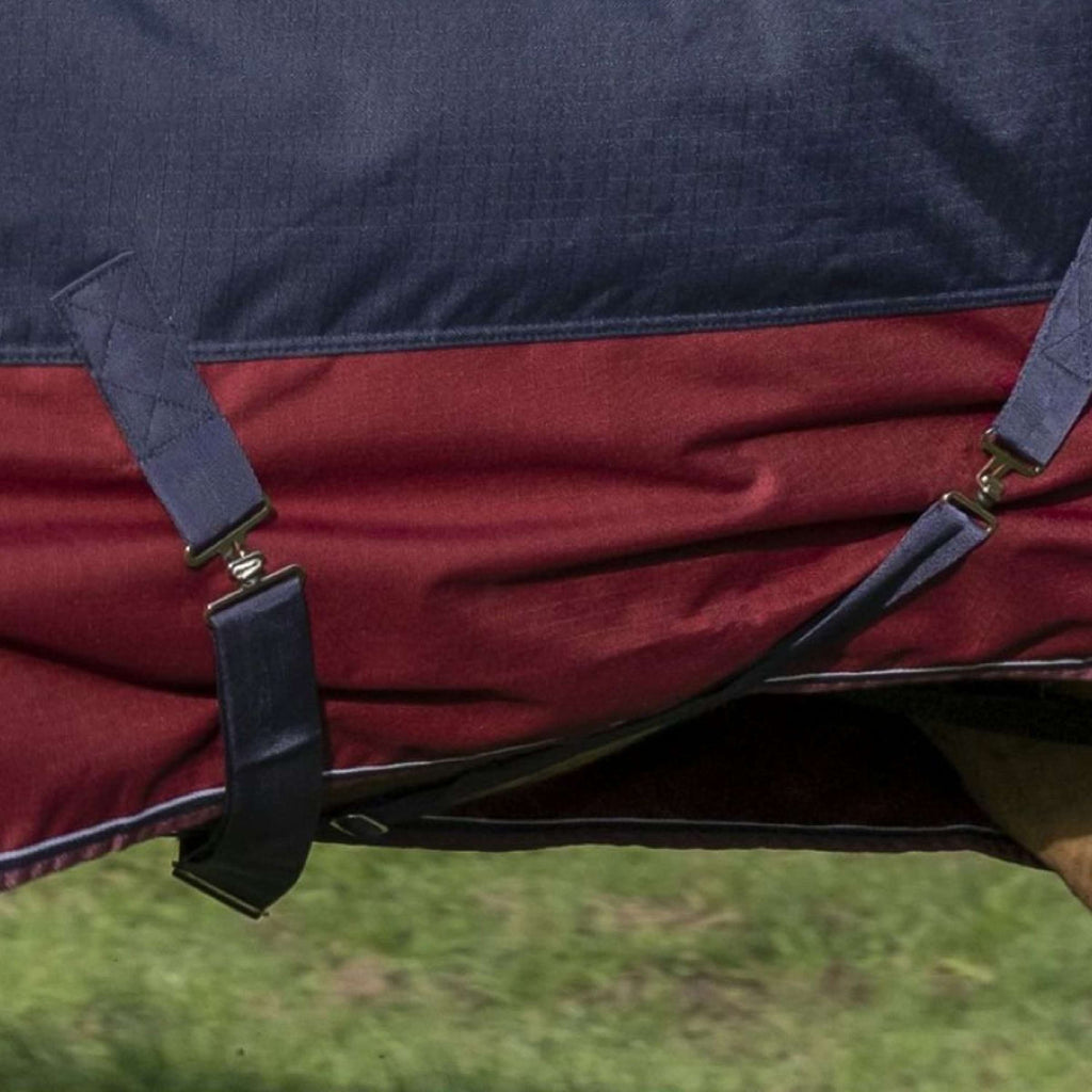 EQUITHÈME Tappeto da Esterno Tyrex 1200D 50g con Mezza Collo Navy/Bordeaux