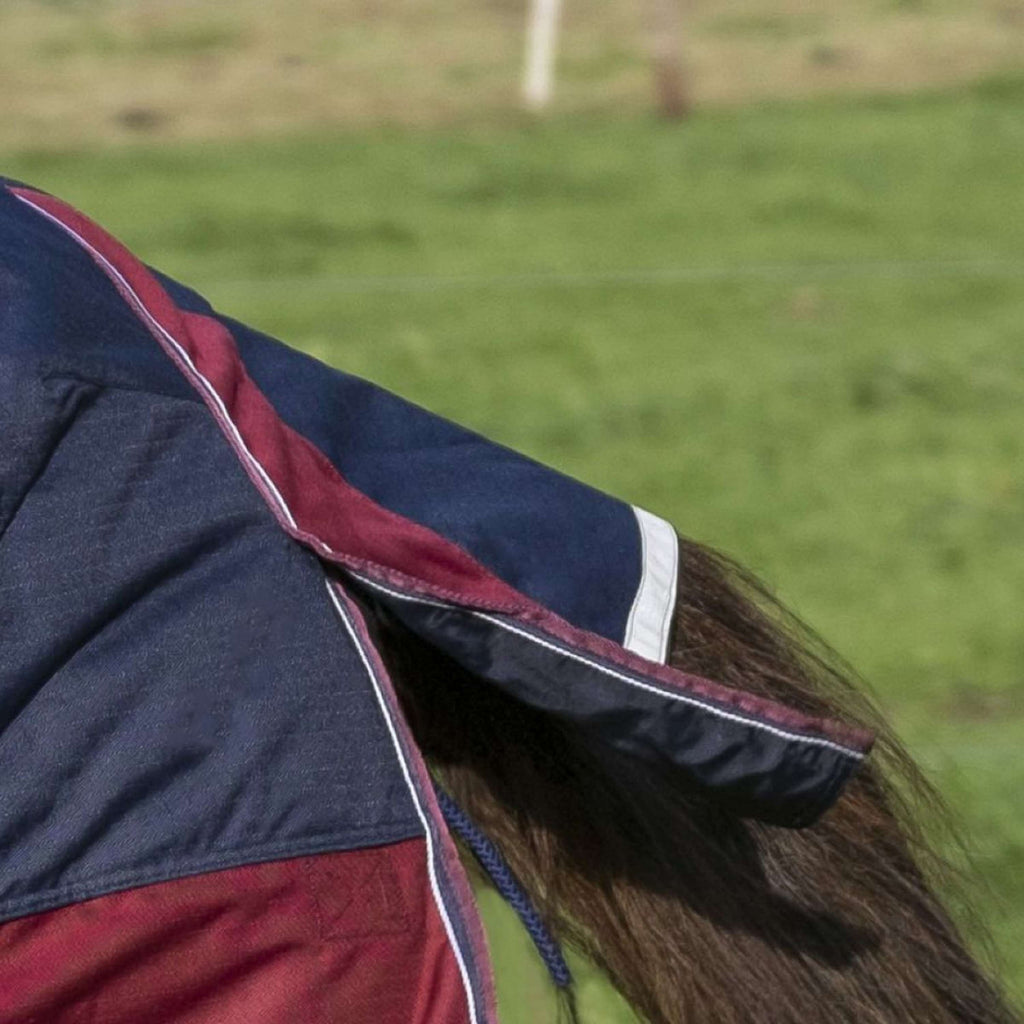 EQUITHÈME Tappeto da Esterno Tyrex 1200D 50g con Mezza Collo Navy/Bordeaux