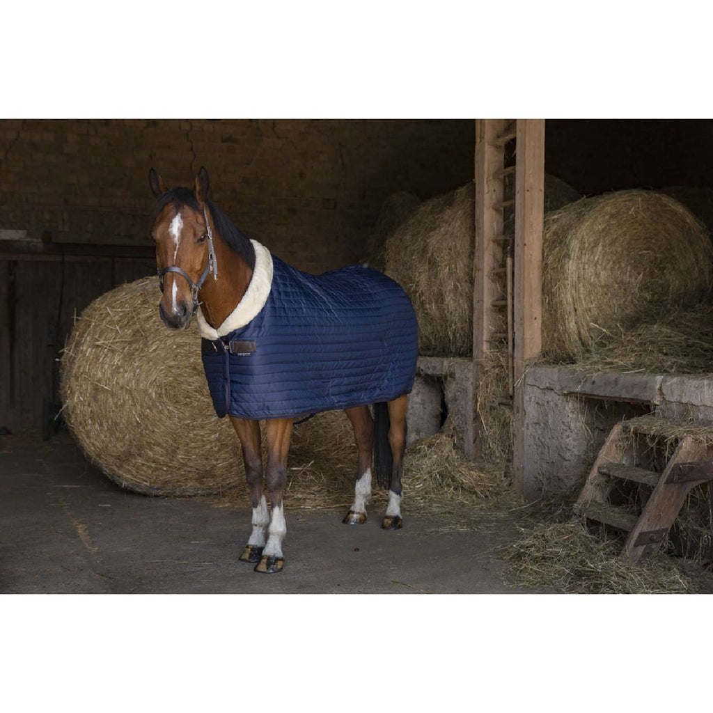 EQUITHÈME Coperta da scuderia Teddy Foderato con Pelle di Pecora Sintetica Navy