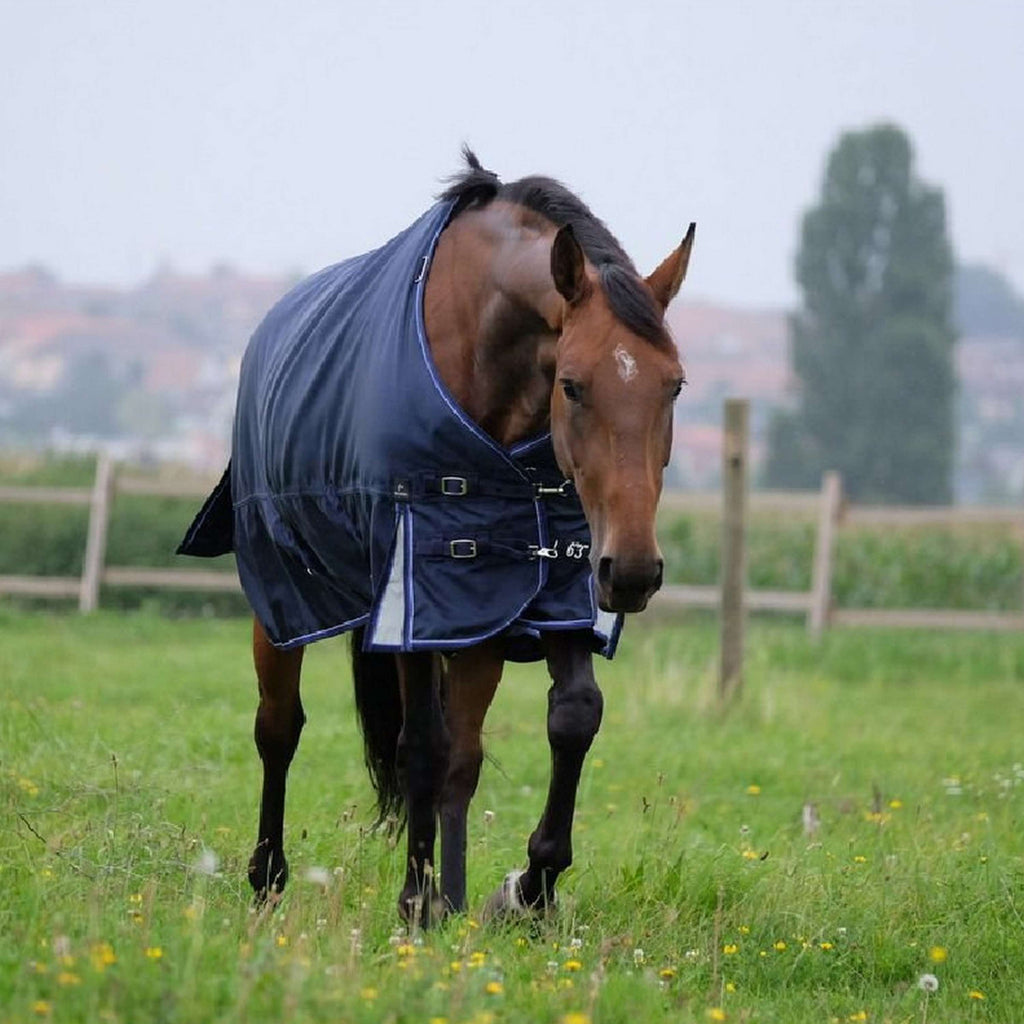 EQUITHÈME Tappeto da Esterno Pro Series Tyrex 1680D 220g con collo Navy