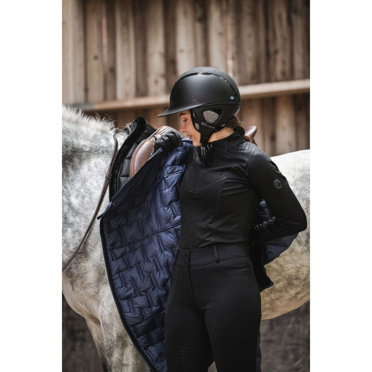 EQUITHÈME Pantaloni da Equitazione Elsa Full Grip Nero