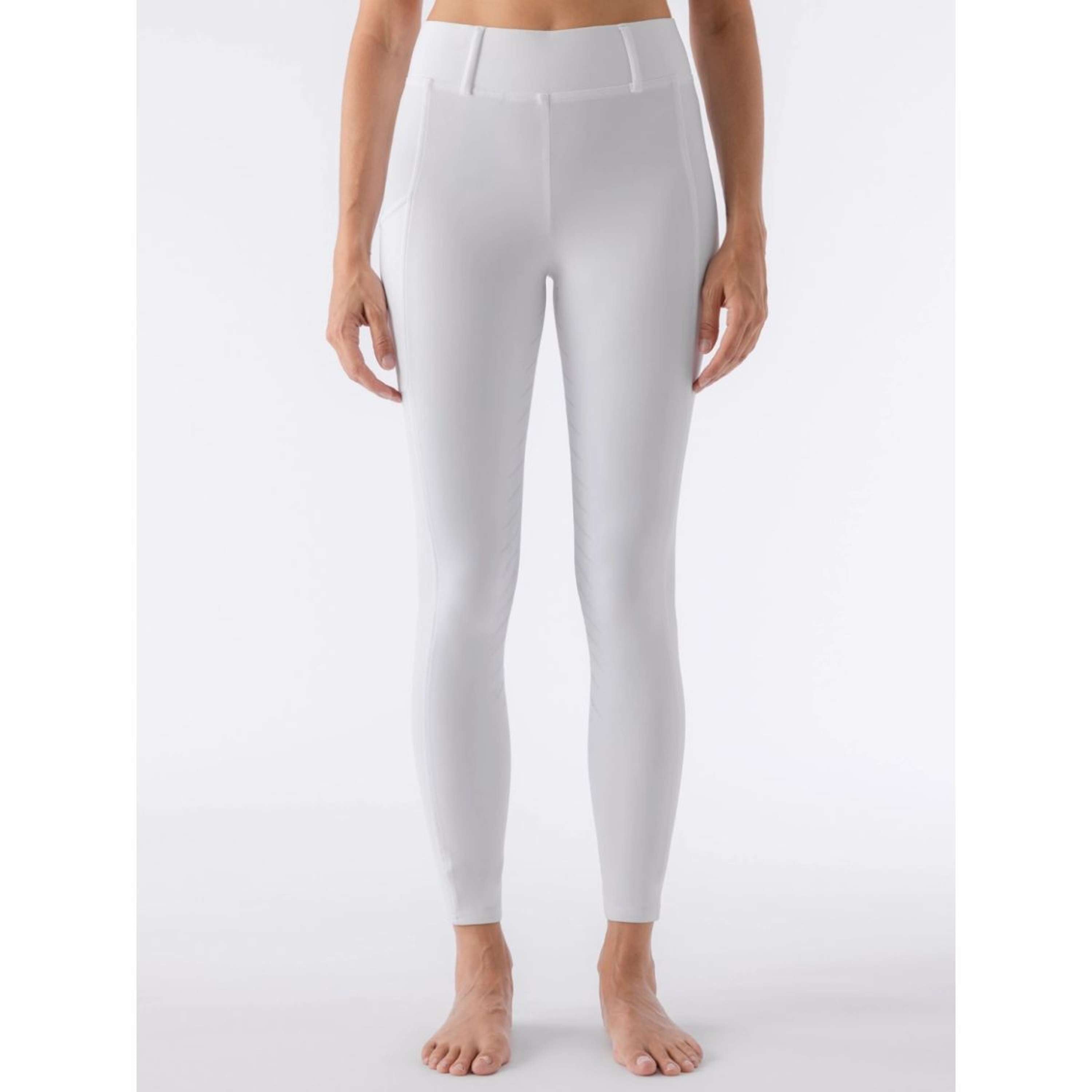 Equiline Leggings da Equitazione Carbef Full Grip Bianco