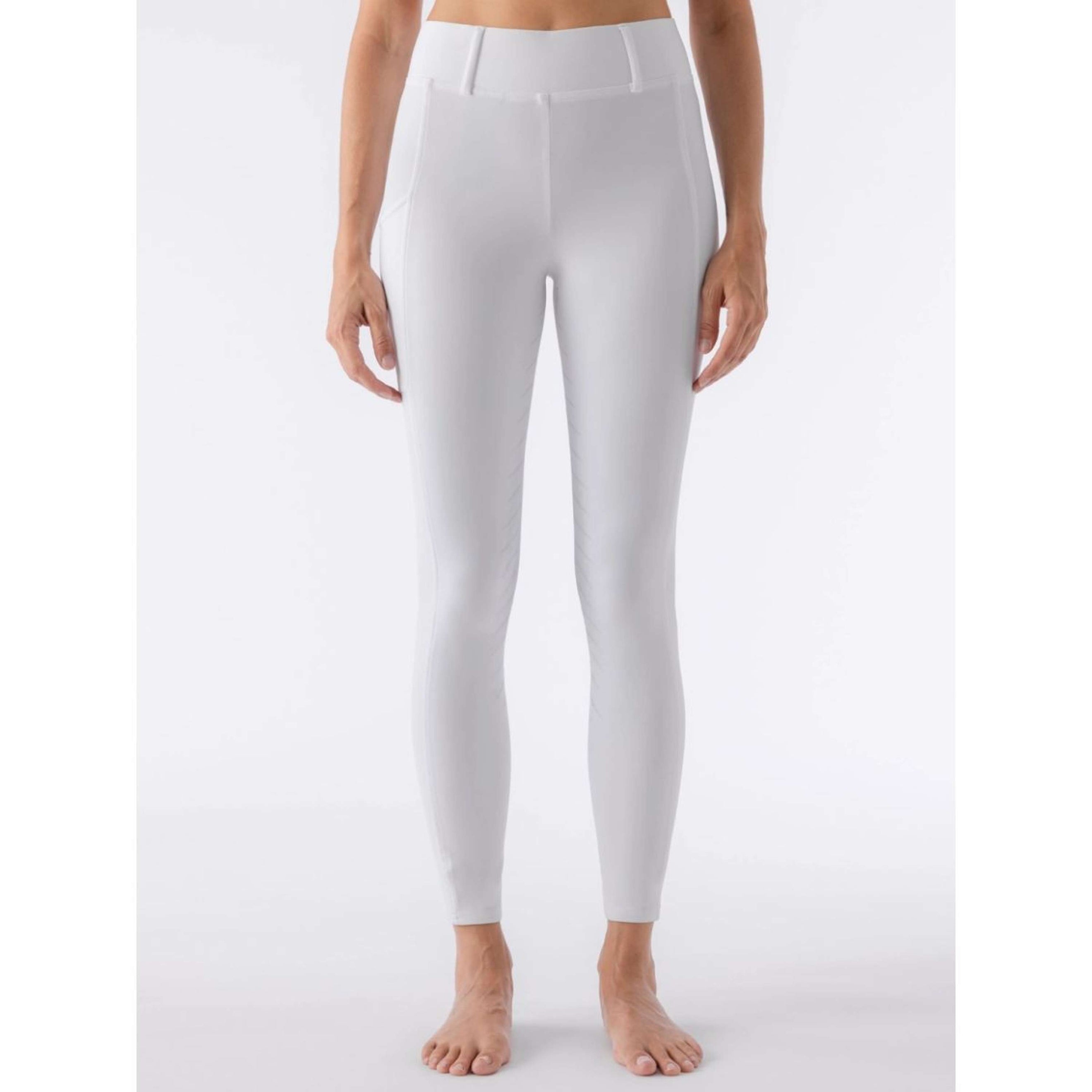 Equiline Leggings da Equitazione Carbef Full Grip Bianco