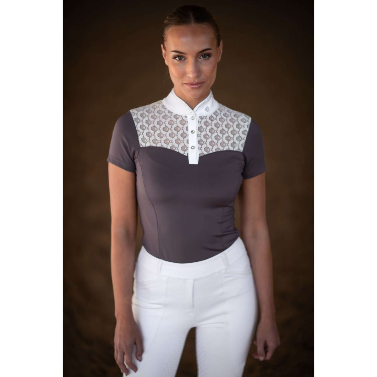 Equestrian Stockholm Maglietta da Competizione Crystal Champion Bianco/Dark Violet