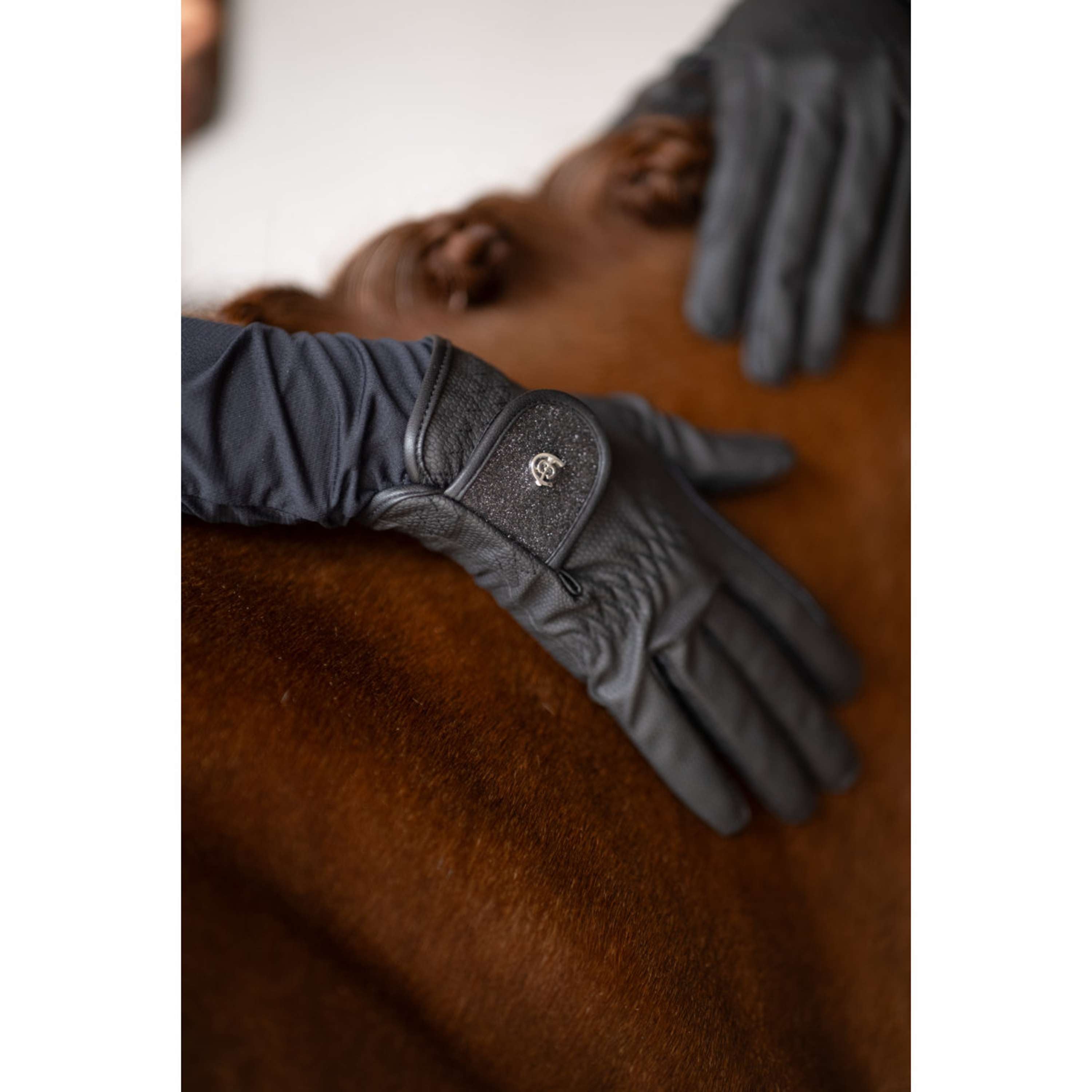 Equestrian Stockholm Guanti da Equitazione Motion All Black Glimmer