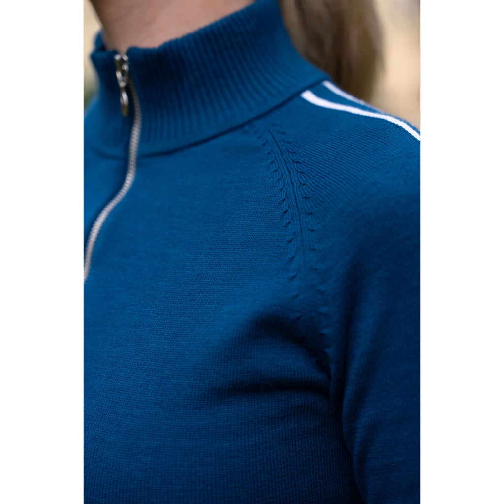 Equestrian Stockholm Knitted Zip Top Blue Meadow