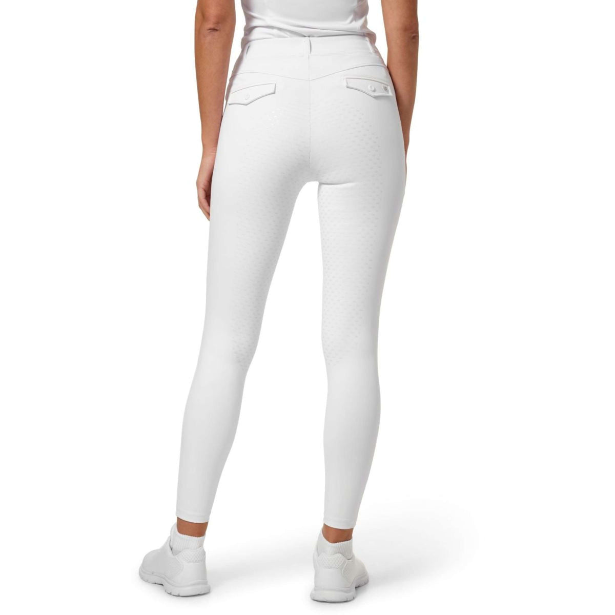 Equestrian Stockholm Leggings da Equitazione Premium Full Grip Bianco