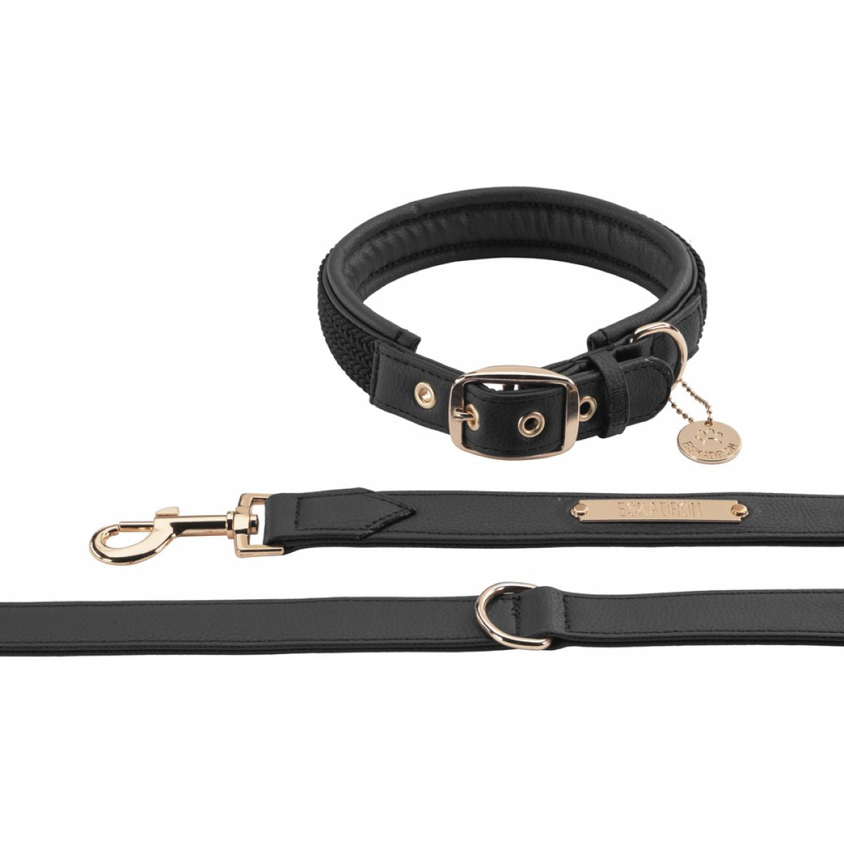 Eskadron Collare e Guinzaglio Heritage Faux Leather Plait Nero