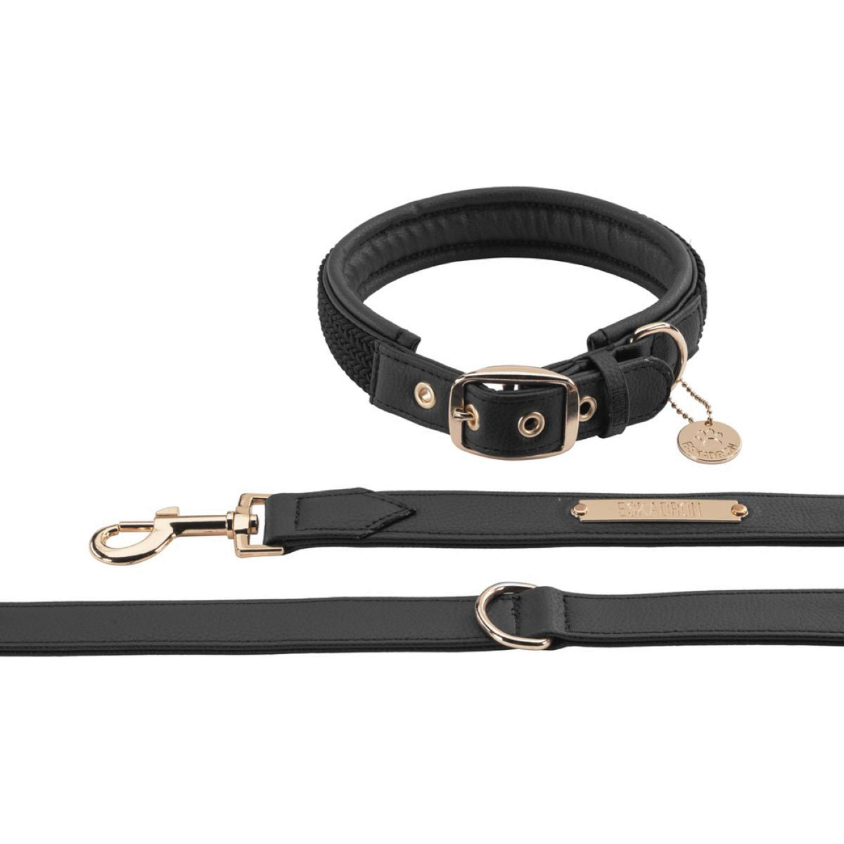 Eskadron Collare e Guinzaglio Heritage Faux Leather Plait Nero
