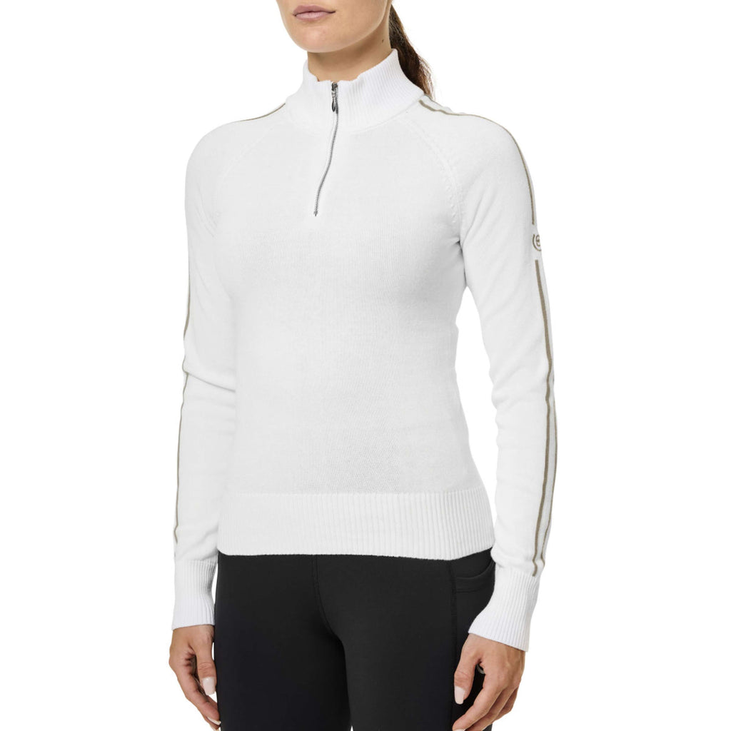 Equestrian Stockholm Knitted Zip Top Bianco