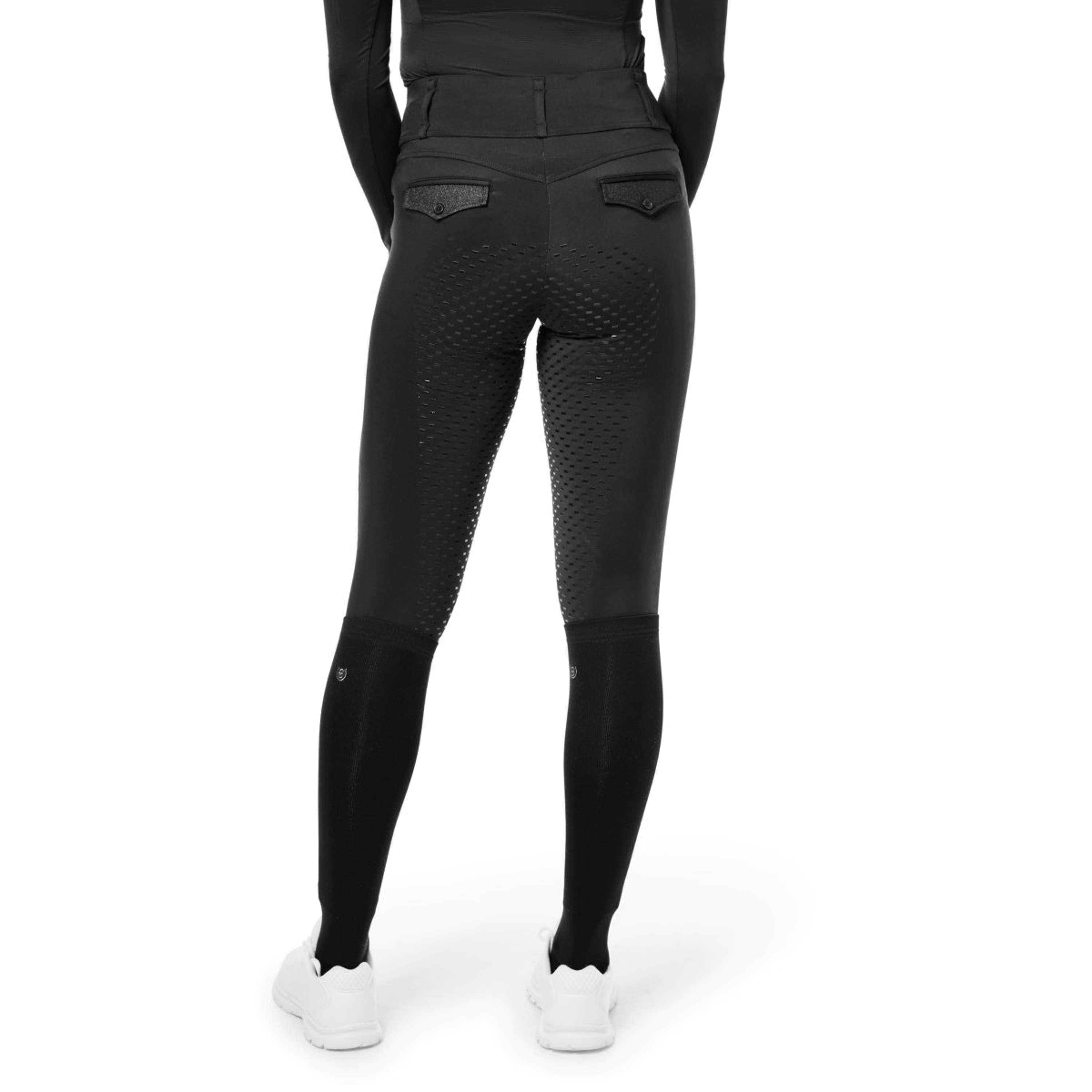 Equestrian Stockholm Leggings da Equitazione Premium Full Grip Black Glimmer