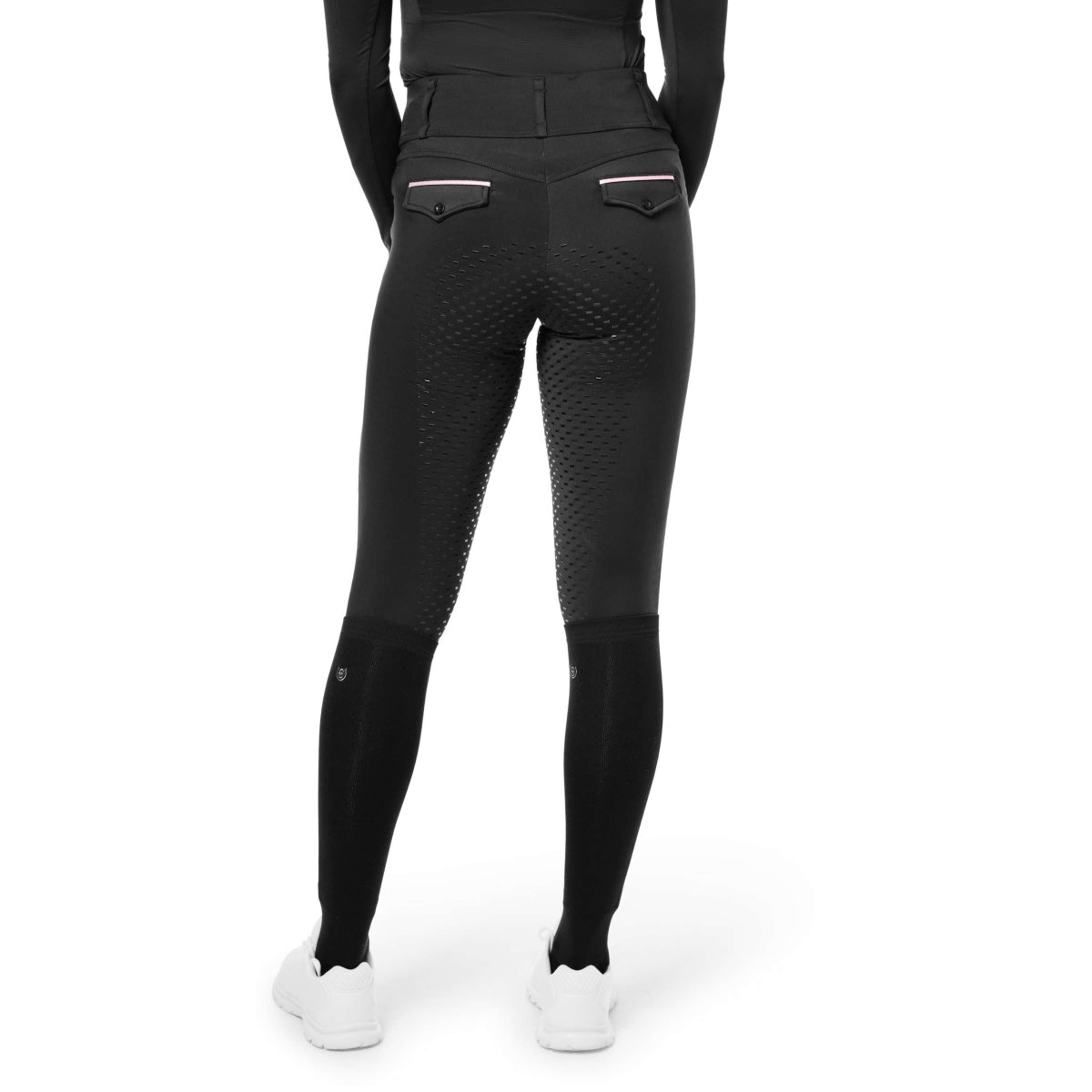Equestrian Stockholm Leggings da Equitazione Premium Full Grip Black & Pink Glimmer
