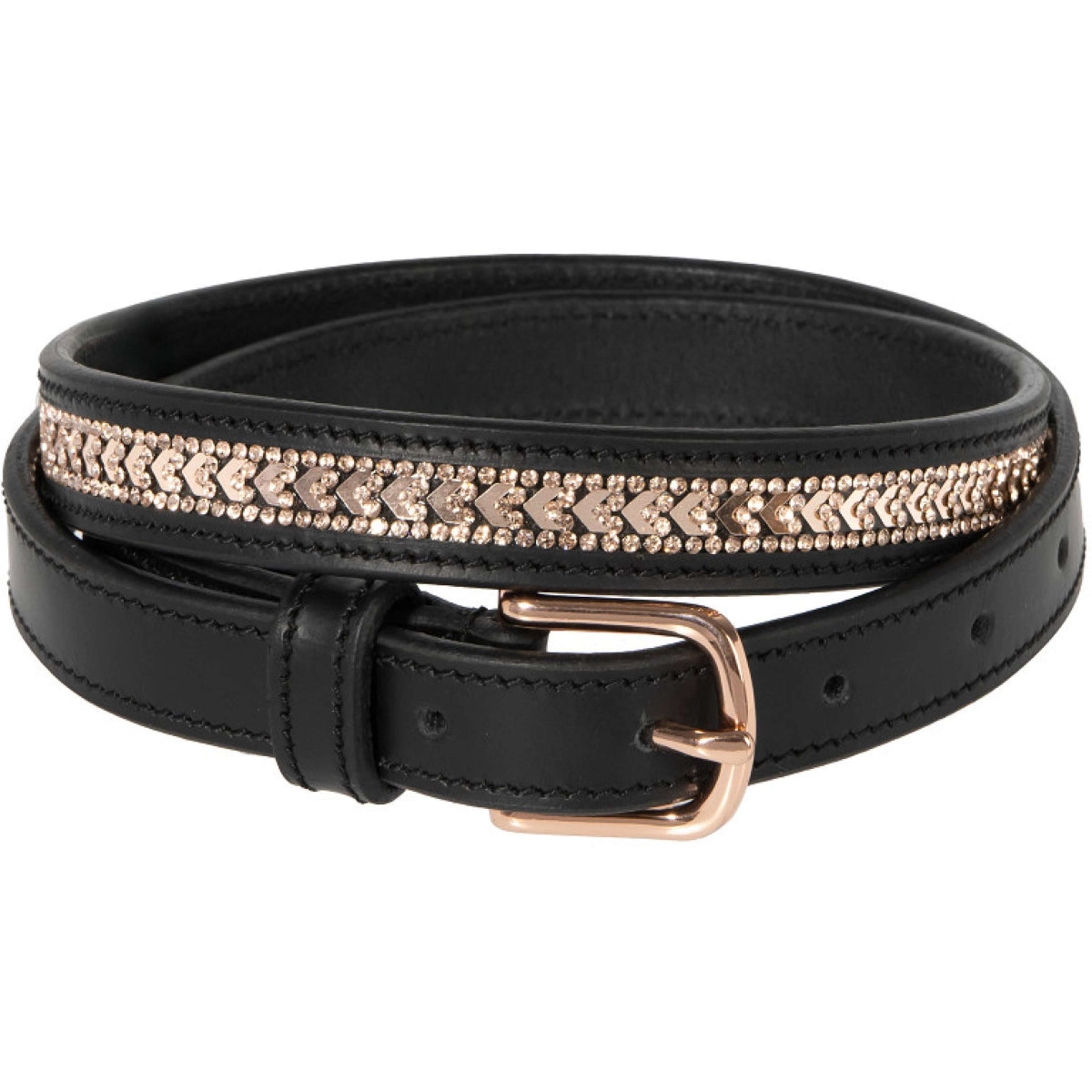 Harry's Horse Cintura Sparkling Arrow Pelle Nero/Oro rosa