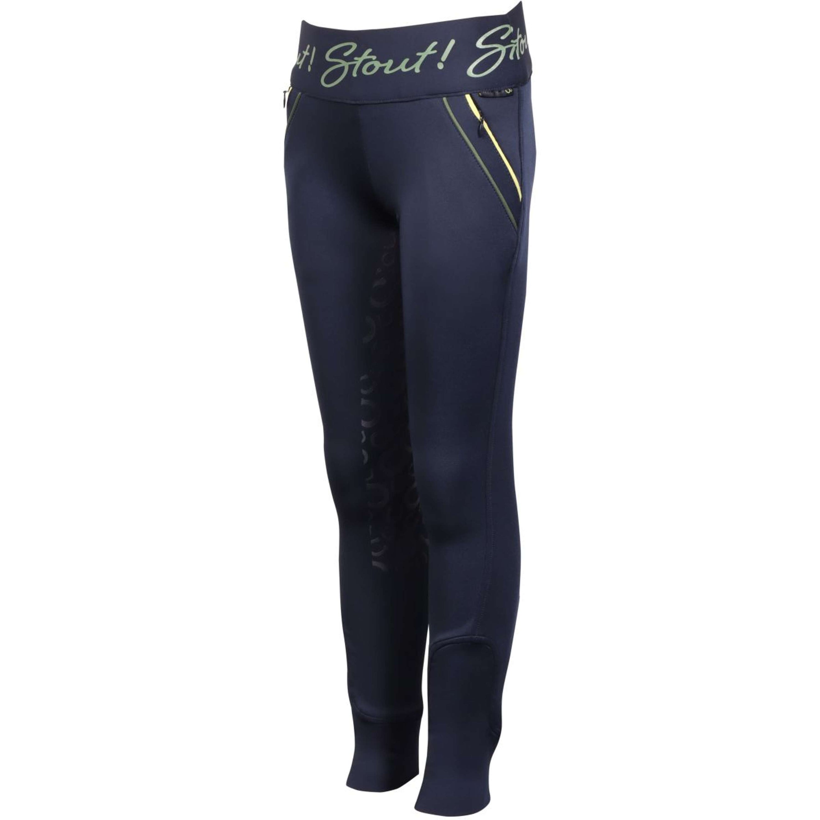 Harry's Horse Leggings da Equitazione Equitights STOUT! Lime Full Grip Navy