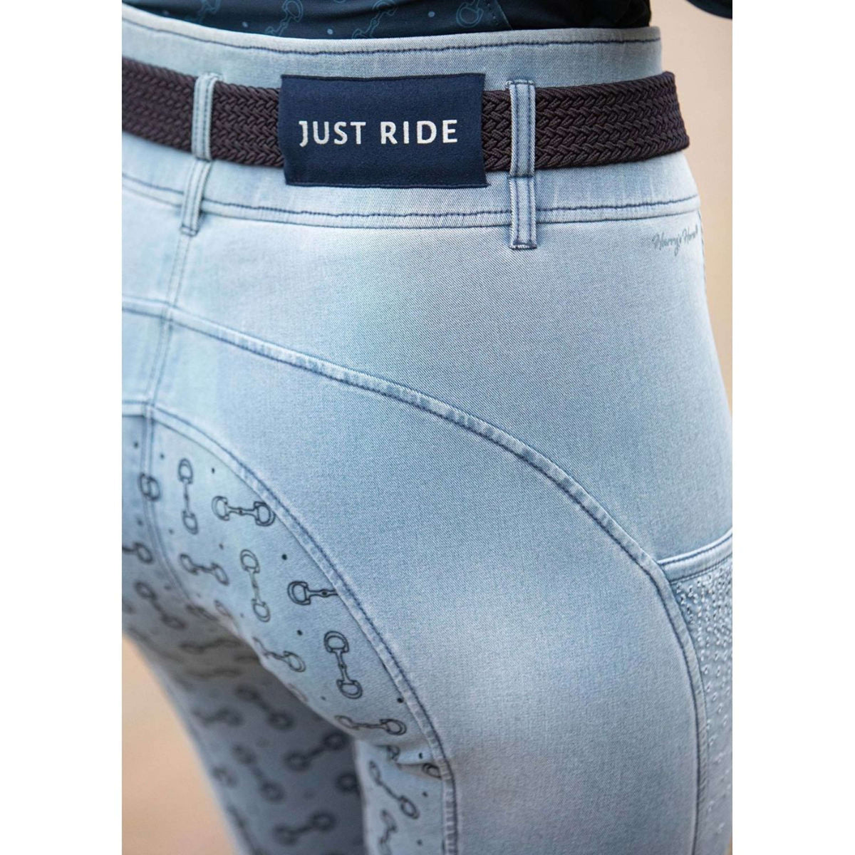Harry's Horse Pantaloni da Equitazione Just Ride Retro Full Grip Azzurro