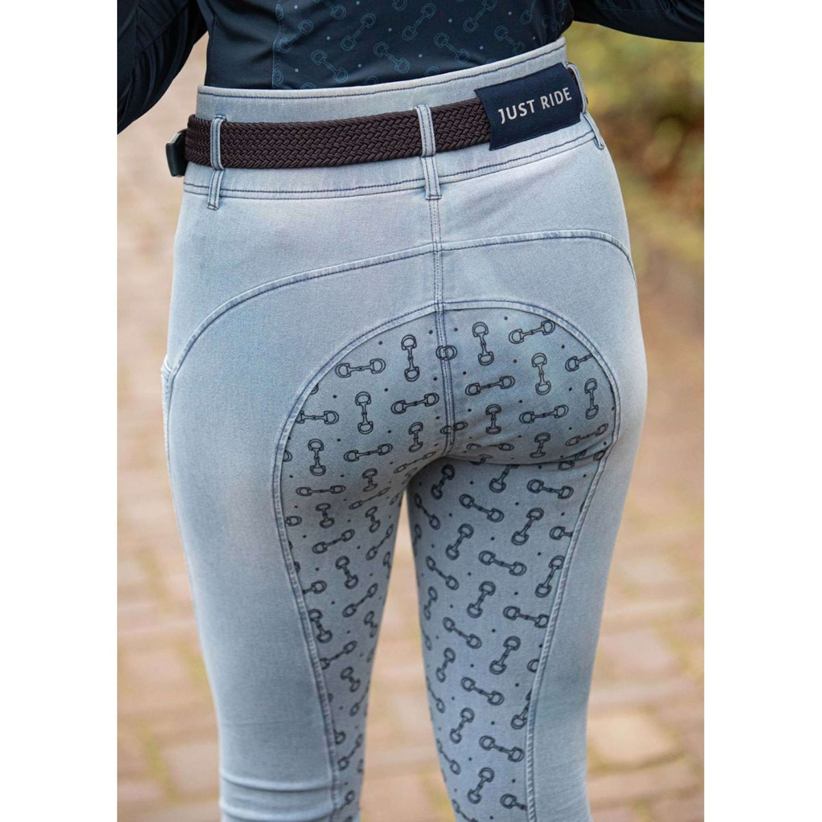 Harry's Horse Pantaloni da Equitazione Just Ride Retro Full Grip Azzurro