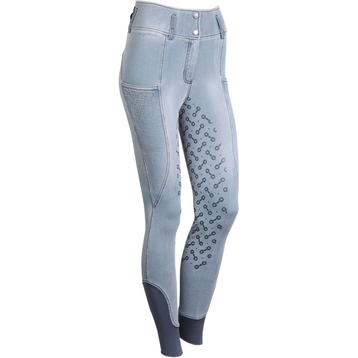Harry's Horse Pantaloni da Equitazione Just Ride Retro Full Grip Azzurro