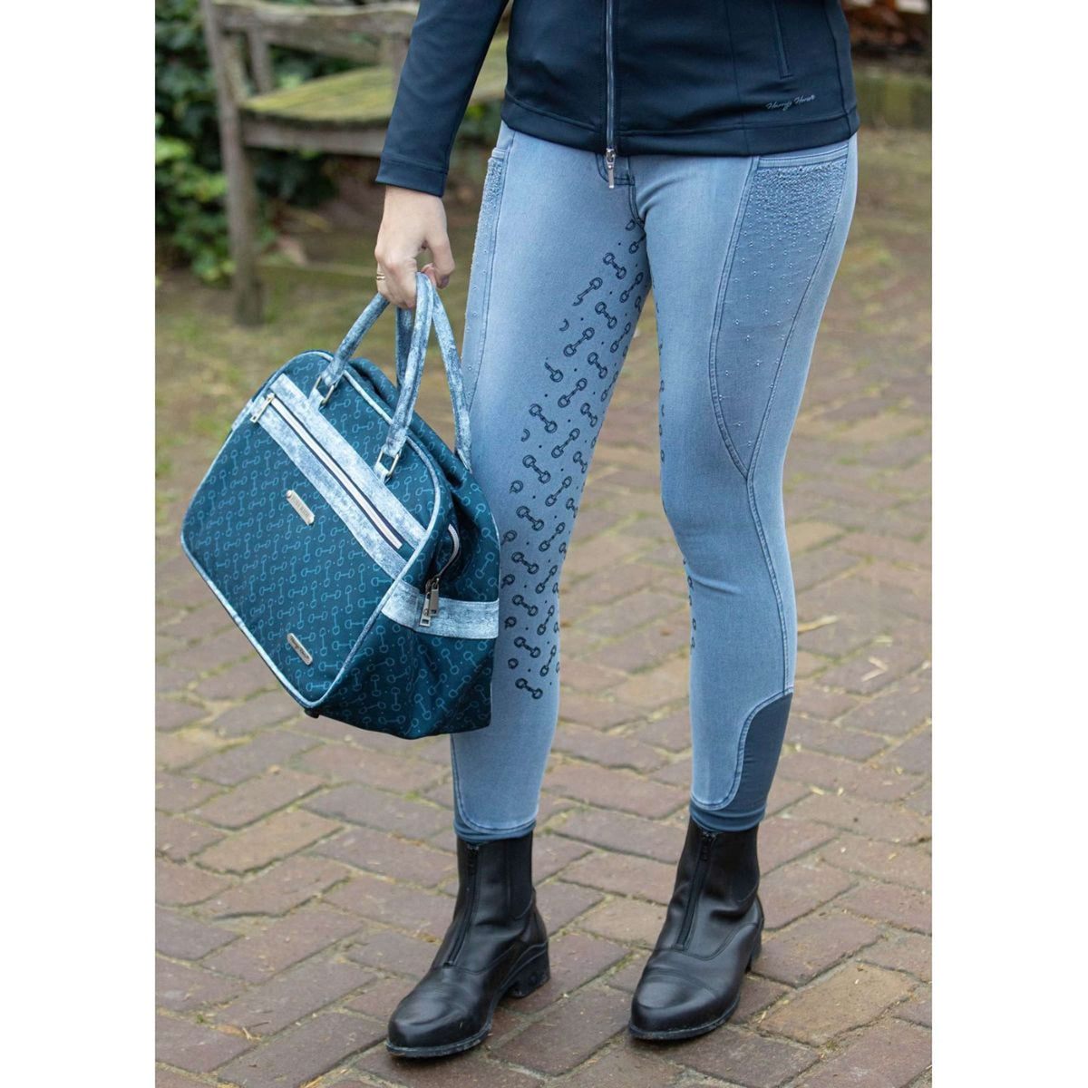 Harry's Horse Pantaloni da Equitazione Just Ride Retro Full Grip Azzurro