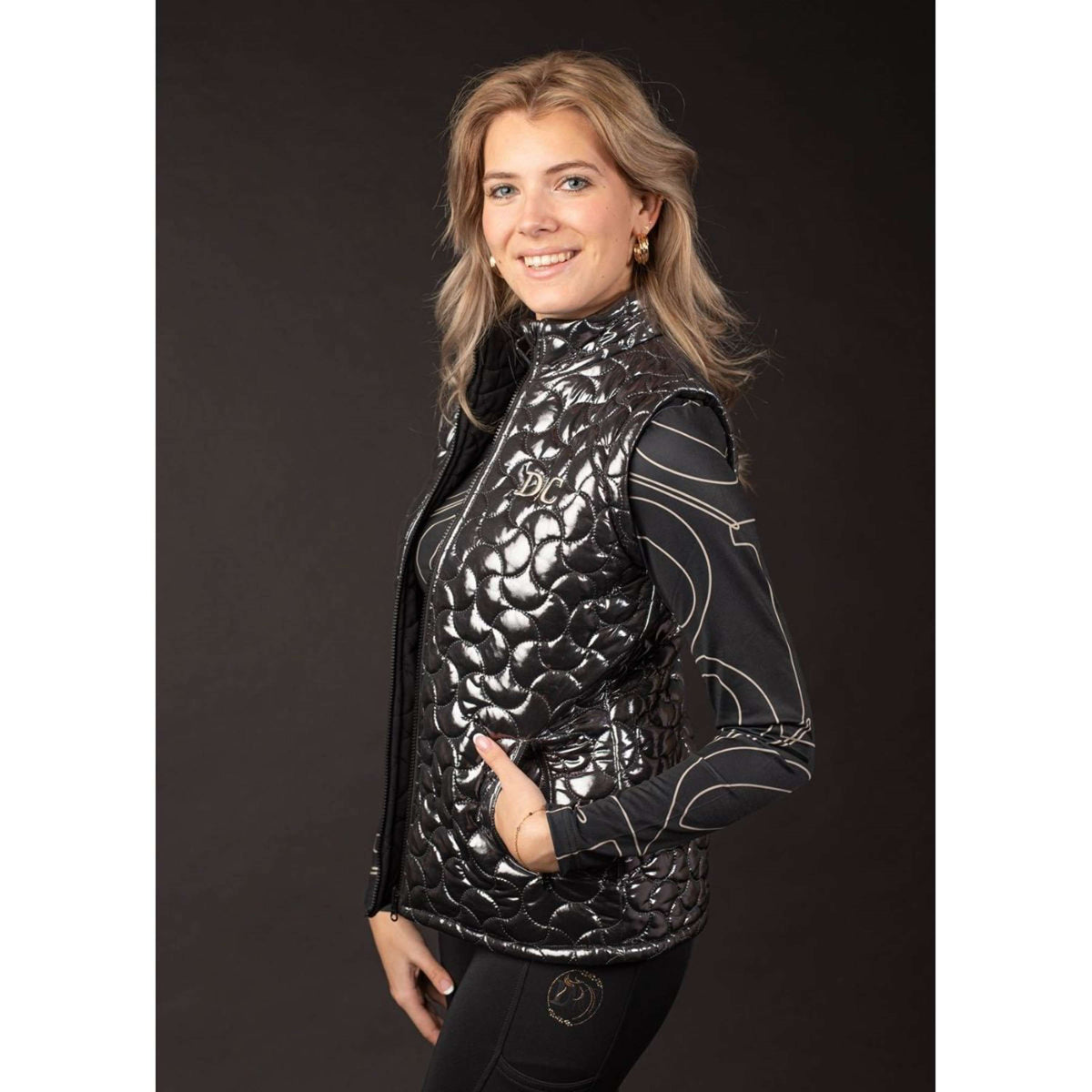 Harry's Horse Gilet Denici Cavalli Stardust Reversibile Nero