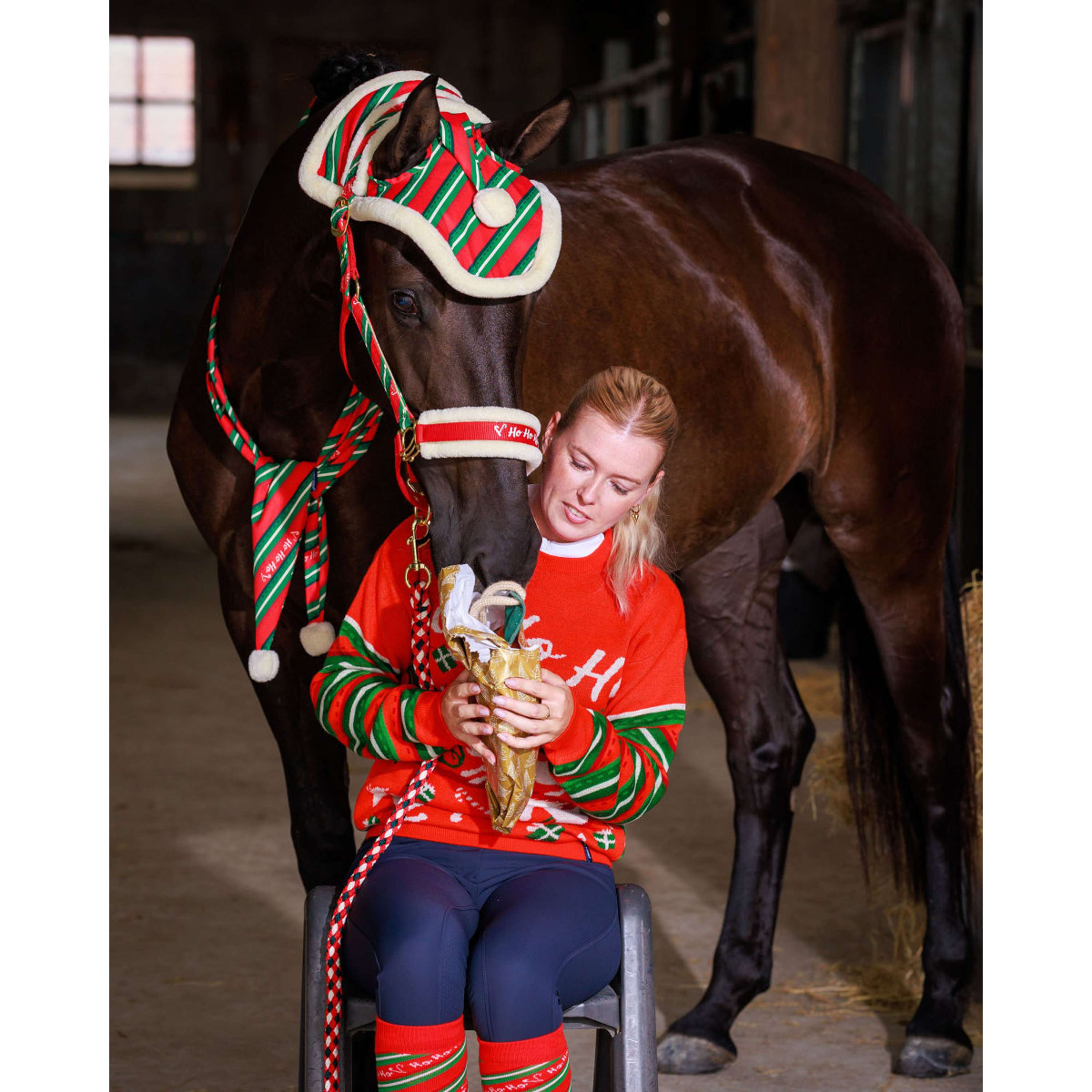 Harry's Horse Set capezza e cuffietta Christmas '26 Rosso