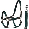 HORKA Set Cavezza Cuoio con nylon intrecciato Marrone/Verde