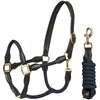 HORKA Set Cavezza Cuoio con corda Marrone/Blu