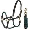 HORKA Set Cavezza Cuoio con corda Marrone/Verde